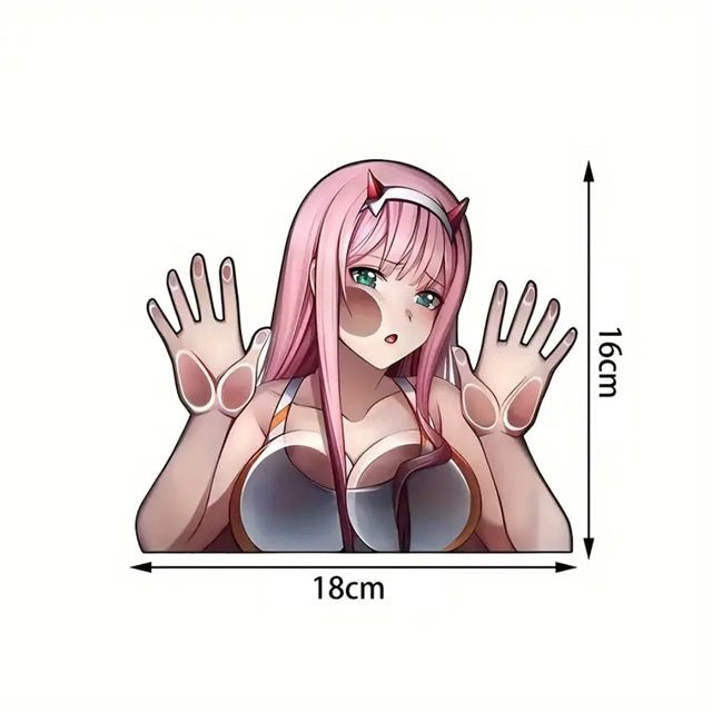 Grössenansicht Anime-Girl Sticker – auffälliger JDM-Aufkleber mit Anime-Motiv fürs Auto (ca. 18 x 16 cm)