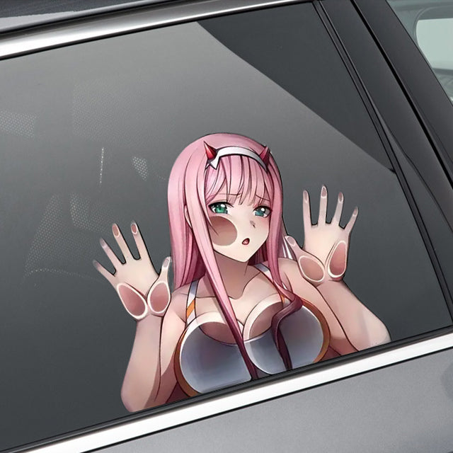 Anime Girl Auto-Sticker – frecher Aufkleber im Manga-Stil fürs Fenster oder die Seitenscheibe