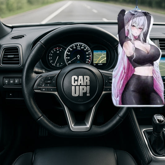 Anime-Girl Duftbaum weiss – süsser Auto-Lufterfrischer mit Manga-Figur im weissen Outfit am Rückspiegel