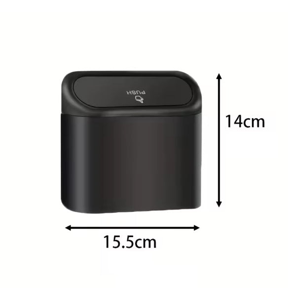 Mini Auto Mülleimer mit Abmessungen – 15.5 cm x 14 cm mit Push-Klappe