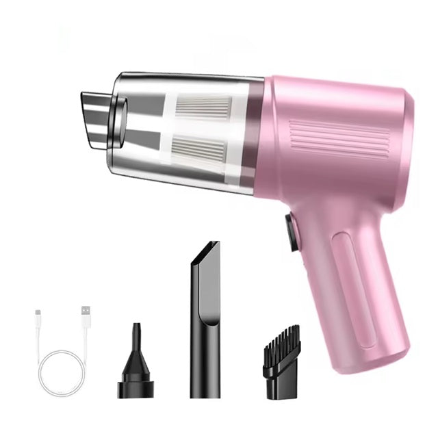 Pinkfarbener Mini Auto-Staubsauger – stylisch, kabellos und tragbar