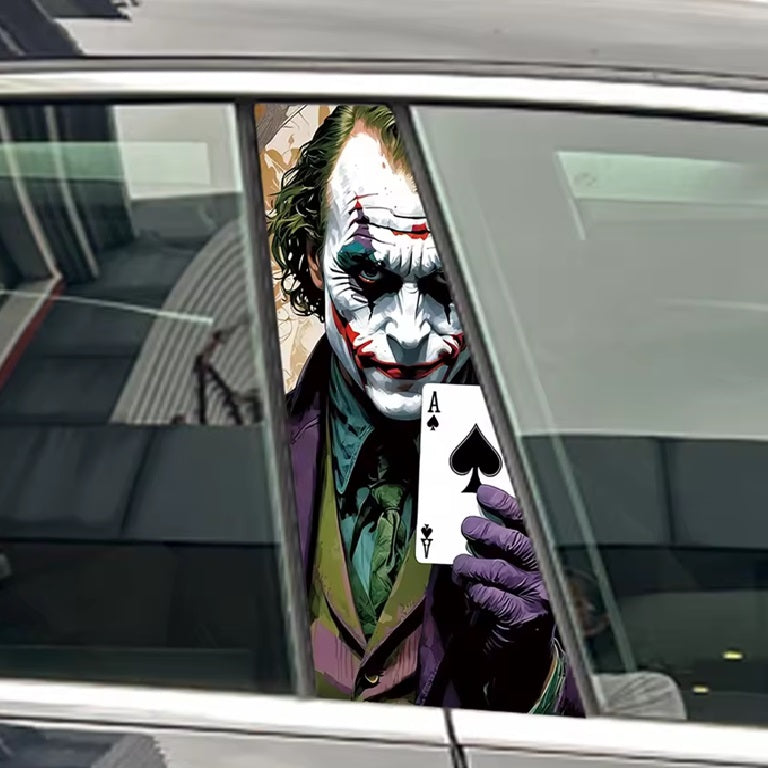 B-Säulen Aufkleber Joker – markanter Auto-Sticker mit Comic-Figur für dunkle Seitenscheiben