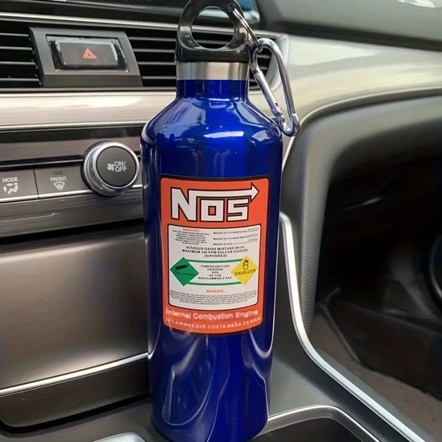 Trinkflasche im NOS-Design – stylische Auto-Gadget-Flasche für Tuning-Fans mit Racing-Style