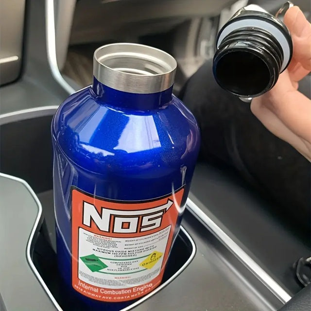 Trinkflasche im NOS-Design – stylische Auto-Gadget-Flasche für Tuning-Fans mit Racing-Style