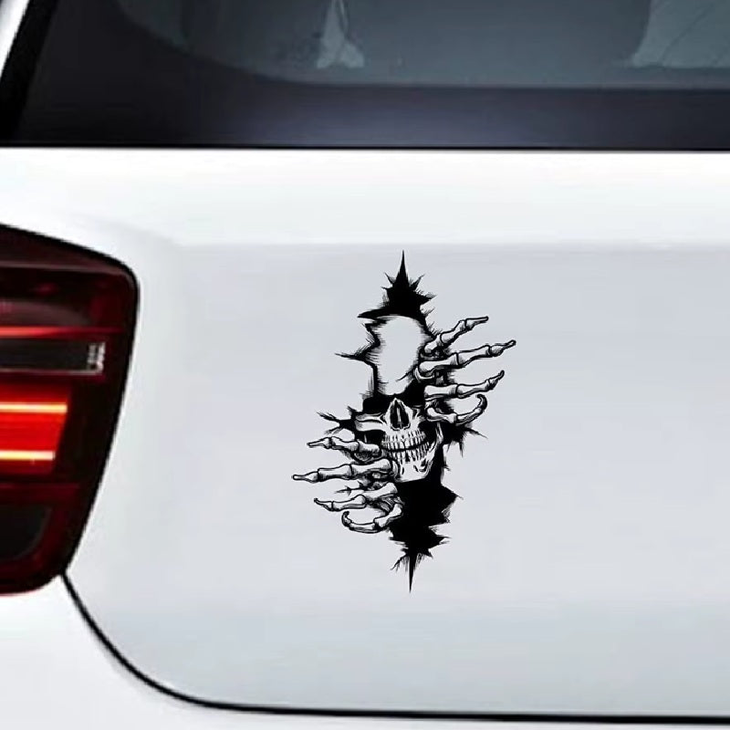 SKULL-CLAW Auto-Sticker auf Pick-up – Schwarzer Totenkopf-Krallen-Aufkleber an Seitentür