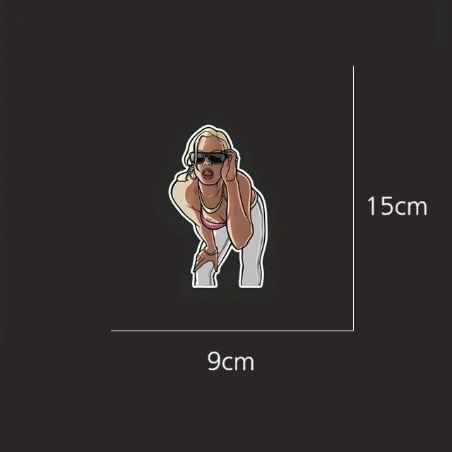 GTA-Girl Auto-Sticker – frecher Aufkleber im Gaming-Style mit Girl-Motiv, ca. 11x7 cm
