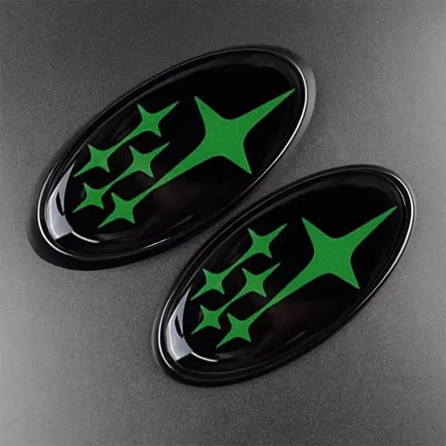 Subaru Emblem in Grün und Schwarz – auffälliges Tuning-Design für Subaru-Fans