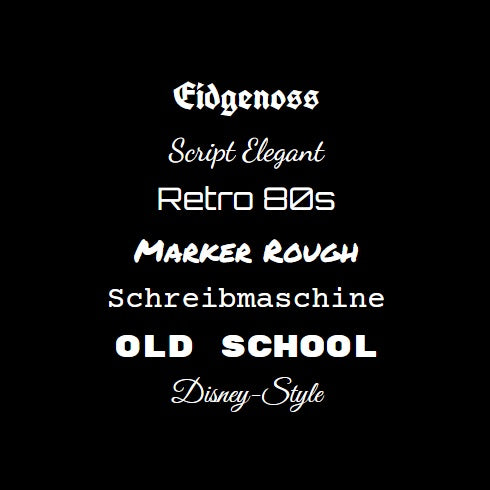 fonts – Schriftarten für Auto-Aufkleber-Designs Text individuell personalisiert