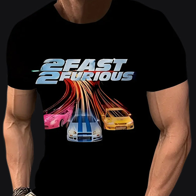 2 Fast 2 Furious T-Shirt – schwarzes Herren-Shirt mit NOS-Design und auffälligem Retro-Streetracing-Motiv
